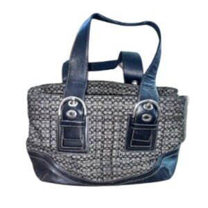 Authentic Coach Signature Monogram C Logo Handbag - Black & Grey